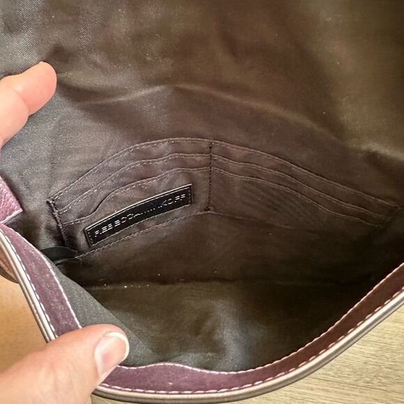 Rebecca Minkoff Rose Gold Leather Leo Clutch Envelope Zipper Edge - Picture 9 of 11